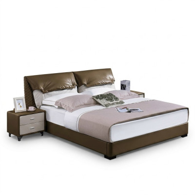 Klasyczne łóżko Podwójne łóżko łóżko Drewno Brown Style Autentyczne Drewno Sypialnia Nowe
