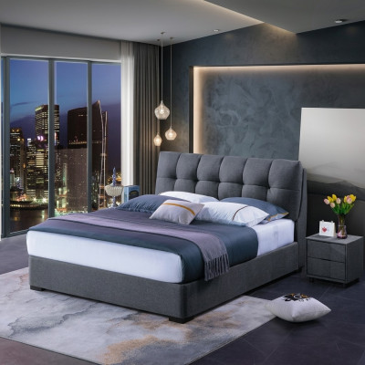 Łóżko Design Luksusowe podwójne łóżko hotelowe Małżeństwo Sleep Pokój Blue Style Biały