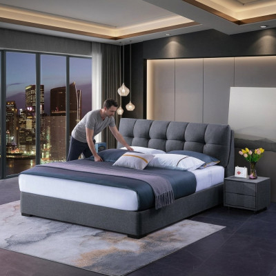 Design bed Sypialnia Zestawy Łóżko 2x Stolik nocny Classic Luxury Meble 3-częściowe