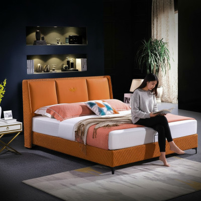 Łóżko Podkładka Orange Luxury Double Hotel łóżko Skóra Sypialnia 180x200