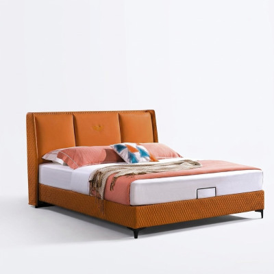Łóżko Podkładka Orange Luxury Double Hotel łóżko Skóra Sypialnia 180x200