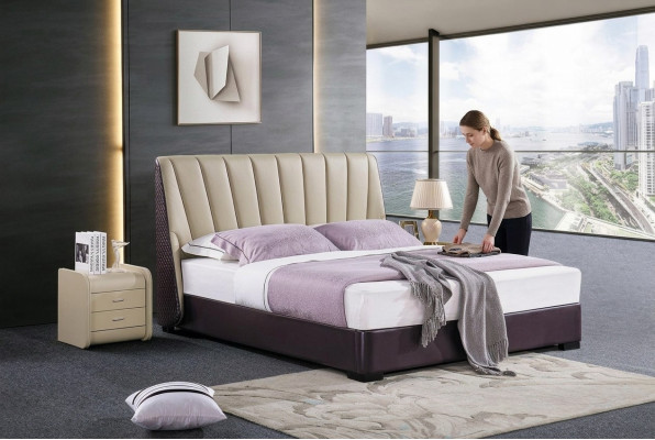 Łóżko łóżko tapicerowane Luxury Sypialnia Design łóżko włókiennicze Rama łóżka Drewno Nowość