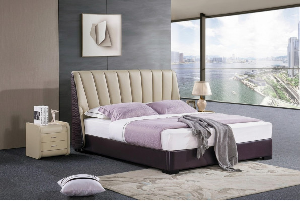 Łóżko łóżko tapicerowane Luxury Sypialnia Design łóżko włókiennicze Rama łóżka Drewno Nowość