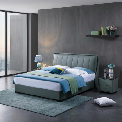 Design Podwójne łóżko skórzane łóżko Łóżko Skóra Podkładka Sypialnia małżeńska. 180x200