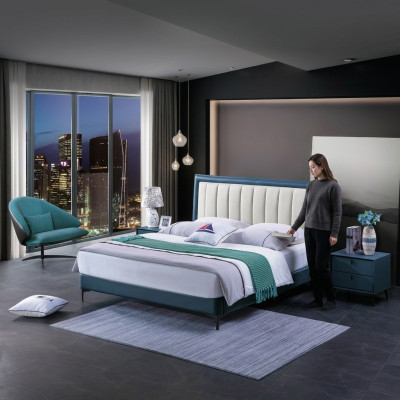 Skóra Łóżko Podkładka Design Luksusowe Dwuosobowe Hotelowe Łóżko Małżeńskie Deco Drewno Sleep