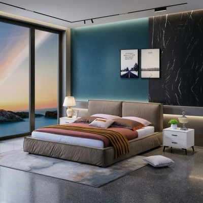 Design Sypialnia Łóżko Luxury Drewno łóżka Double Marriage Podkładka Meble 180x200cm