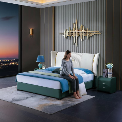 Drewno Design Łóżko Luksusowy Pokój Dwuosobowy Hotel Modern Frame Sleep Pokój