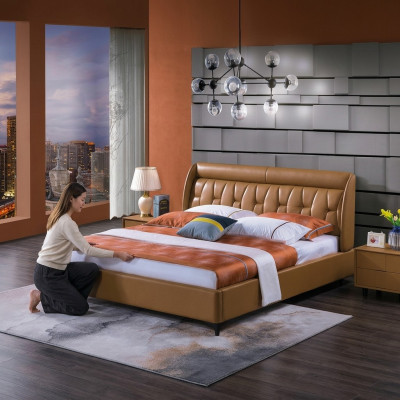 Design Sypialnia Łóżko Drewno Luksusowe łóżko małżeńskie Podkładka Meble 180x200cm