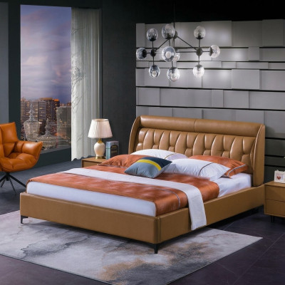 Design Sypialnia Łóżko Drewno Luksusowe łóżko małżeńskie Podkładka Meble 180x200cm