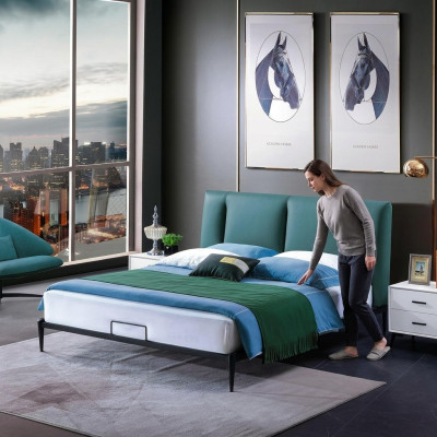 Zielone łóżko Design podwójne luksusowe małżeństwo nowoczesny hotel Frame Sleep