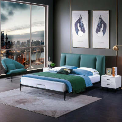 Zielone łóżko Design podwójne luksusowe małżeństwo nowoczesny hotel Frame Sleep