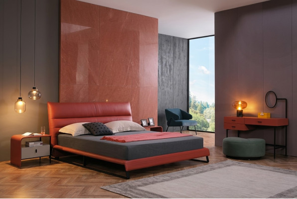 Łóżko Podkładka Design Luxury Deco Double Hotel bed Sleep Pokój Skóra