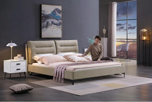 Meble łóżko Podwójne łóżko Sypialnia Luksusowe podwójne łóżko Beige Hotel Interior