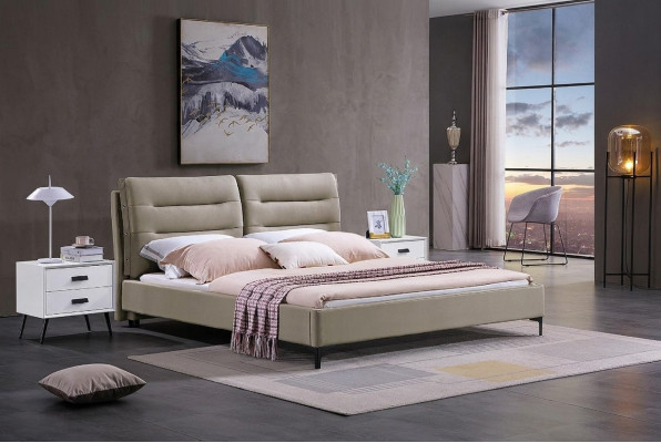 Meble łóżko Podwójne łóżko Sypialnia Luksusowe podwójne łóżko Beige Hotel Interior