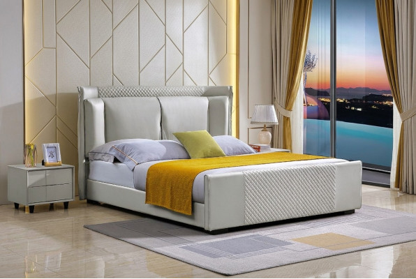 Łóżko Sypialnia Zestaw Design Meble Luxus łóżko 2x Stolik nocny Rama łóżka 3-częściowego