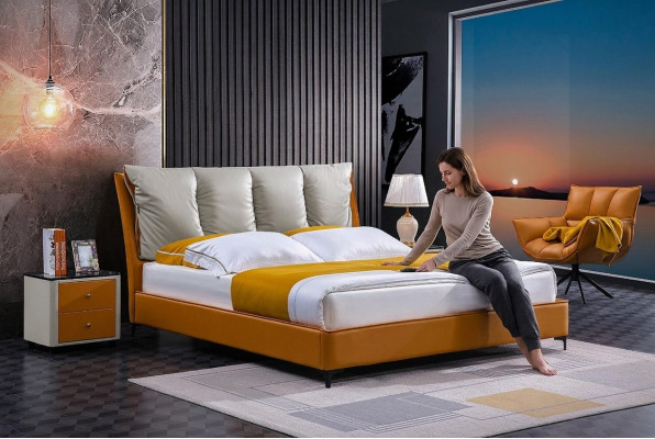 Luksusowe Łóżko Design Materiał Hotel Orange łóżko Sypialnia Meble Hotel Double Nowość