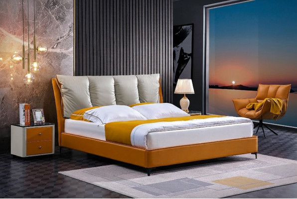 Luksusowe Łóżko Design Materiał Hotel Orange łóżko Sypialnia Meble Hotel Double Nowość