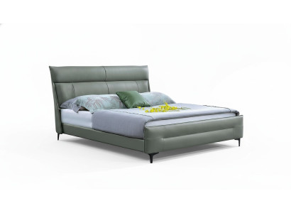 Kompletne łóżko Zielone Skórzane Łóżko Luksusowe Design Sypialnia Meble 180x200