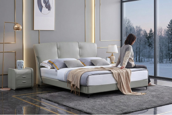 Podwójne łóżko Sypialnia Hotel Marriage Łóżko Luxury 2x Stolik nocny Zestaw 3-częściowy Nowość
