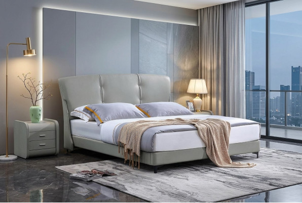 Podwójne łóżko Sypialnia Hotel Marriage Łóżko Luxury 2x Stolik nocny Zestaw 3-częściowy Nowość