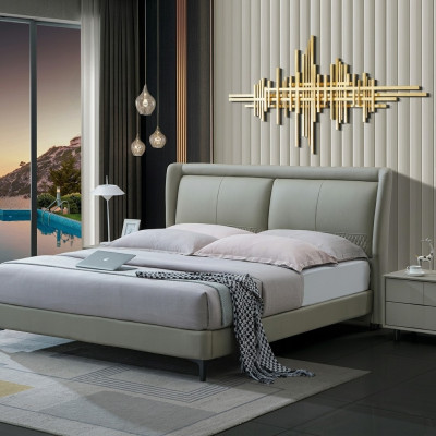 Podwójne łóżko Sypialnia łóżka Luxury Meble Double Bed Beige Hotel Interior