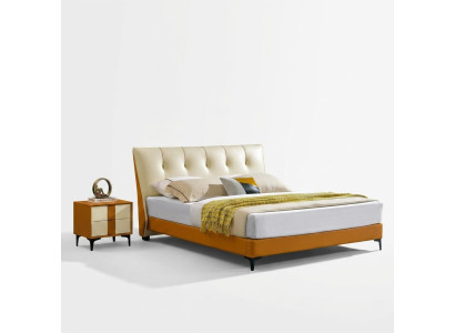 Designerskie łóżko Orange Skóra Hotel sztuczna skóra łóżka Double Sleep Pokój