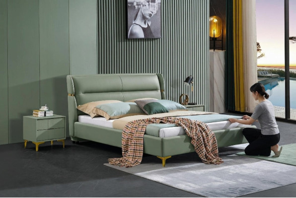 Łóżko Podkładka Design Luksusowe Double Deco Hotel łóżko Małżeństwo Sleep Pokój Skóra