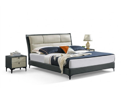 Łóżko Sypialnia Zestawy Designer Luksusowe łóżko Kompletny zestaw 2x Stolik nocny