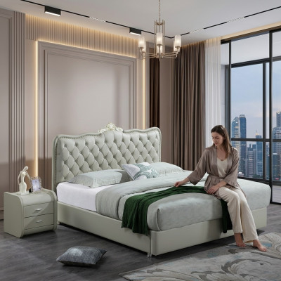 Podwójne łóżko Sypialnia łóżka Luksusowe meble Double Bed Chesterfield w stylu barokowym