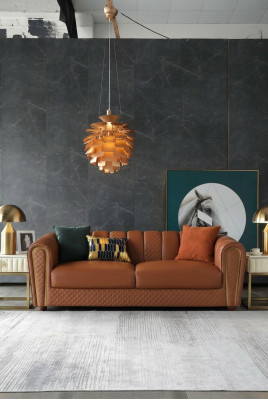 Sofa 3 miejsce do siedzenia Skóra Sofy Kanapa Podkładka Luxury Meble Nowoczesna trzyosobowa sofa