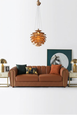 Sofa 3 miejsce do siedzenia Skóra Sofy Kanapa Podkładka Luxury Meble Nowoczesna trzyosobowa sofa