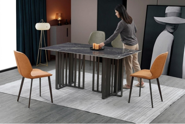 Luksusowy Stół obiadowy Stal nierdzewna Imitacja Marmuru Tabela jadalnia 180x90cm