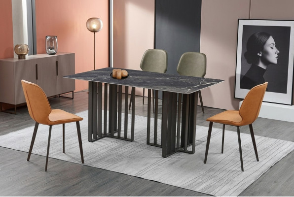 Luksusowy Stół obiadowy Stal nierdzewna Imitacja Marmuru Tabela jadalnia 180x90cm