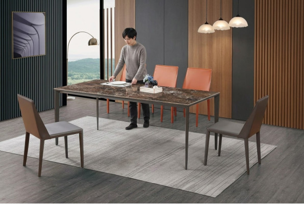Luksusowy Stół obiadowy - Tabela jadalnia Meble Metal Marble Look Design Tabela