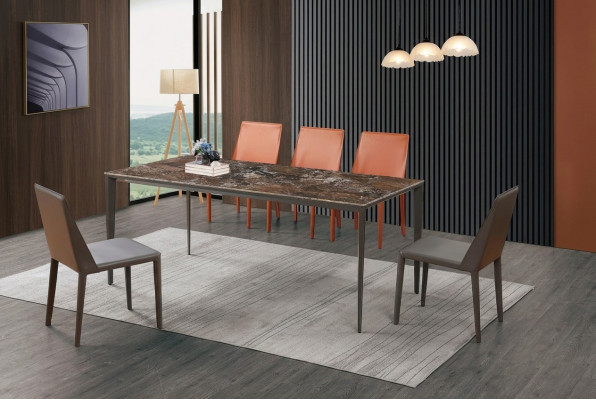 Luksusowy Stół obiadowy - Tabela jadalnia Meble Metal Marble Look Design Tabela