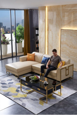 Luksusowy design Narożnik Sofa Kanapa Podkładka Siedziba Skóra Ustawić Living Landscape Włochy