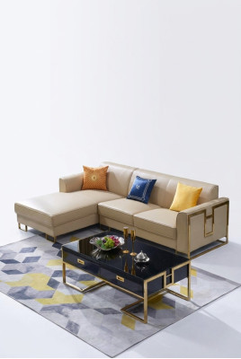 Luksusowy design Narożnik Sofa Kanapa Podkładka Siedziba Skóra Ustawić Living Landscape Włochy