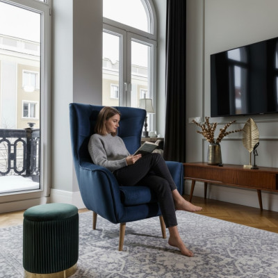 Fotel Club Lounge Projektant Lehn Krzesło Podkładka Sofa 1 miejsce siedzące TV Nowy Włókienniczy
