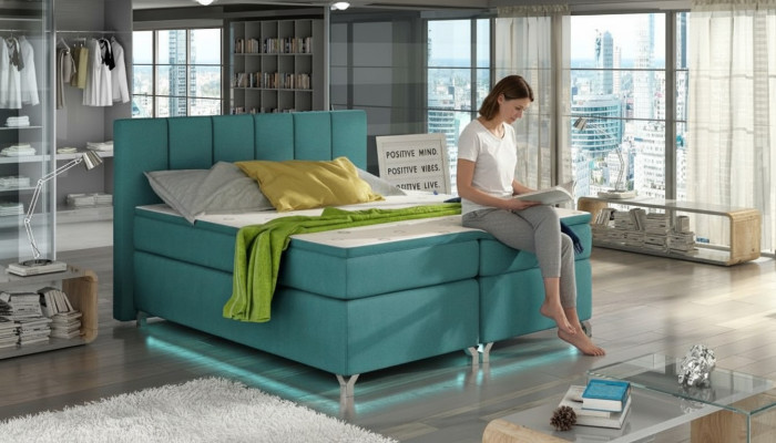Luksusowe designerskie łóżko tapicerowane Łóżko designerskie łóżko ze sprężyną Włókienniczy 180x200 Nowość