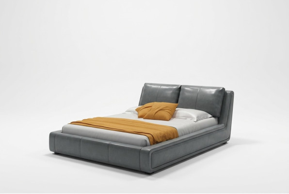Designerskie Łóżko Luksusowe Dwuosobowe Skóra Hotelowe Łóżko Metalowe Double Sleep Pokój Nowość