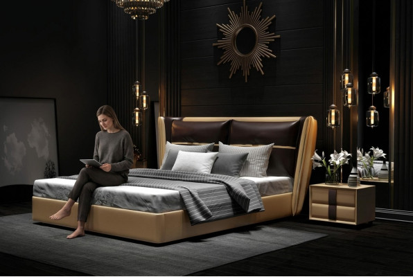 Luksusowy designerski Hotel Łóżko Sypialnia Podkładka łóżka Double Bed