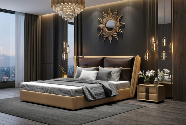 Luksusowy designerski Hotel Łóżko Sypialnia Podkładka łóżka Double Bed