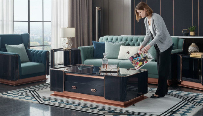 stolik kawowy Drewno Brown Noble stoły Nowoczesny Design Meble Luksusowy Salon
