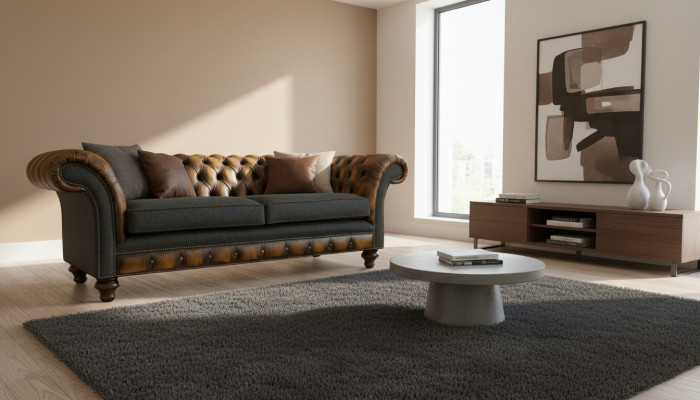 Chesterfield Yellow Skóra Designerskie meble o nowoczesnym designie Luksusowy salon 3-osobowy