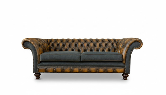 Chesterfield Yellow Skóra Designerskie meble o nowoczesnym designie Luksusowy salon 3-osobowy
