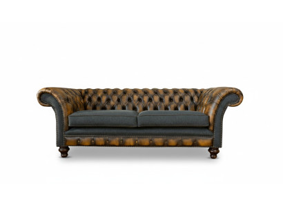 Chesterfield Yellow Skóra Designerskie meble o nowoczesnym designie Luksusowy salon 3-osobowy
