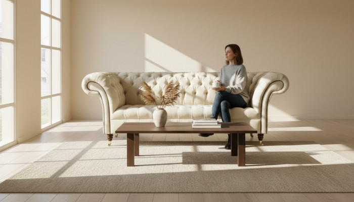 Chesterfield Kremowy Włókienniczy Salon Nowa Kreatywna Nowoczesny Design Meble Luksusowa Sofa