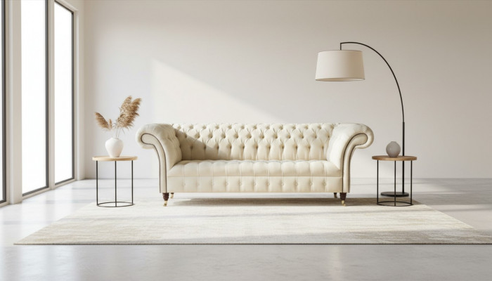 Chesterfield Kremowy Włókienniczy Salon Nowa Kreatywna Nowoczesny Design Meble Luksusowa Sofa