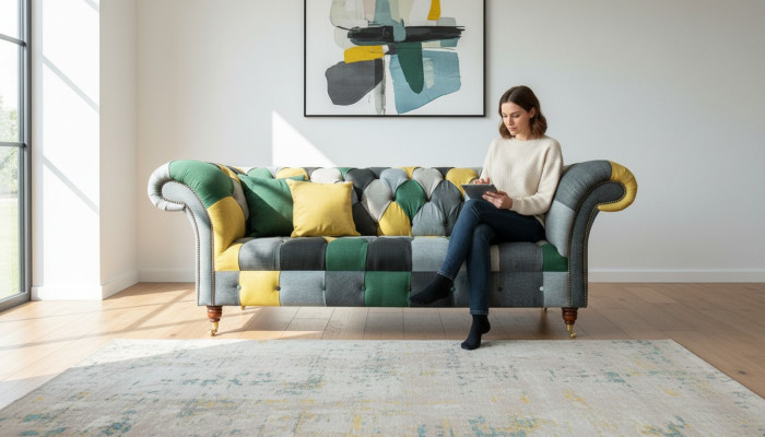 Chesterfield Wielobarwny Salon Nowoczesny Design Kanapy Sofa Nowe Kreatywne Meble