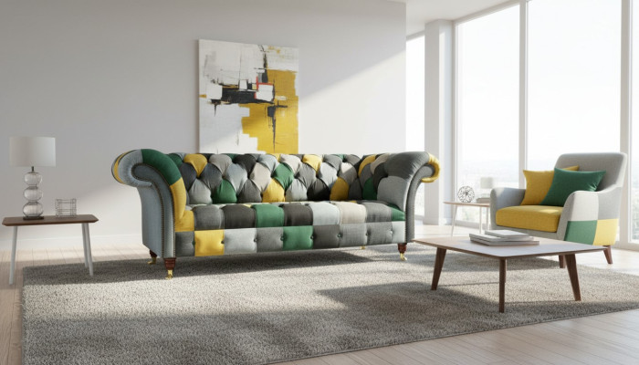 Chesterfield Wielobarwny Salon Nowoczesny Design Kanapy Sofa Nowe Kreatywne Meble